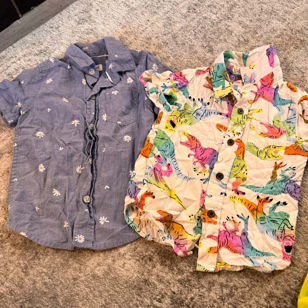 Toddler Short Sleeve lot of Button up & Polo Shirt Set‎ of 6 Printed Tops